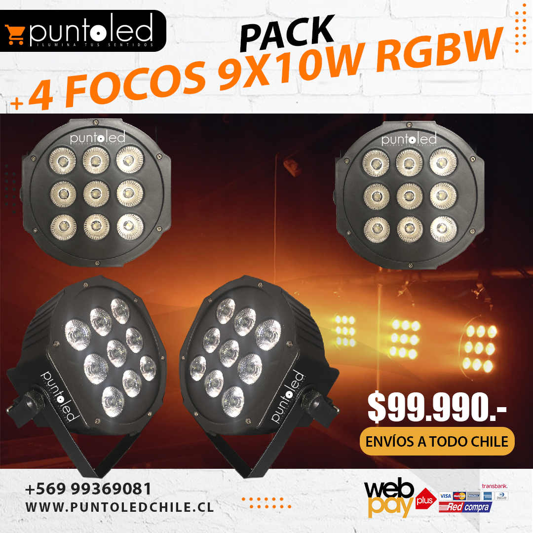 Pack 4 focos 9x10w - Punto Led Chile