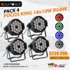 Pack 4 focos 18x10w