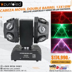 CABEZA MOVIL DOUBLE BARREL 12X10 CON LASER ROJO Y VEREDE PUNTO LED