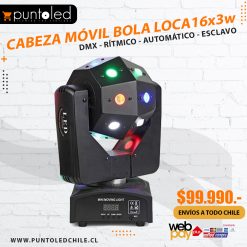 Cabeza Móvil Bola Loca 16x3w - Punto Led