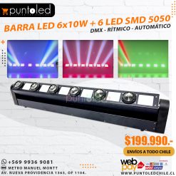 Barra 6x10w + 6 led smd 5050