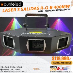 LASER 3 SALIDAS RGB 400MW 2025 - PUNTO LED