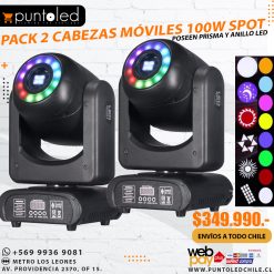 PACK 2 CABEZAS 100W SPOT 2025 - PUNTO LED CHILE