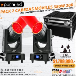 Pack 2 Cabezas Móviles 20r 380w para exterior outdoor con case