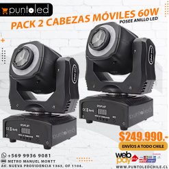 Pack 2 Cabezas Móviles 60w con anillo led
