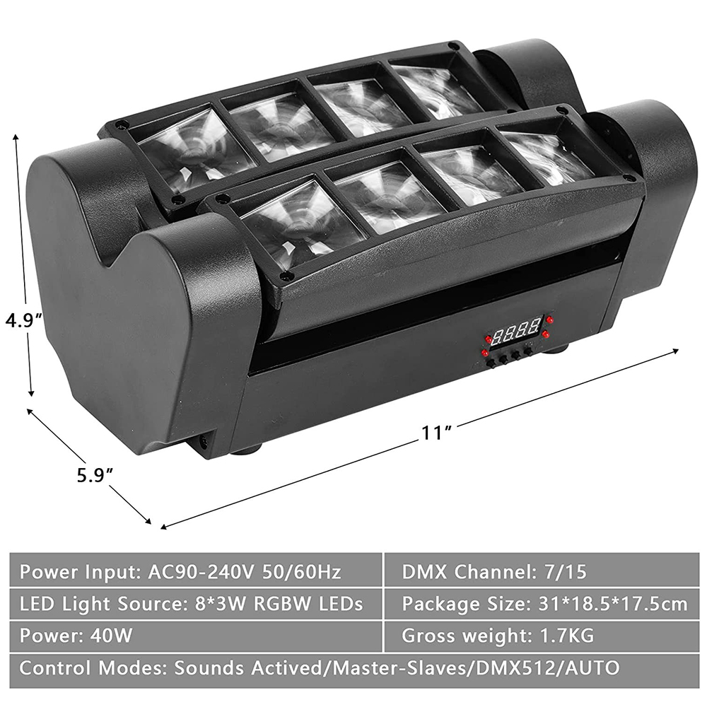 Pack 2 Mini Spider beam 8x3w - Punto Led Chile - Imagen 6