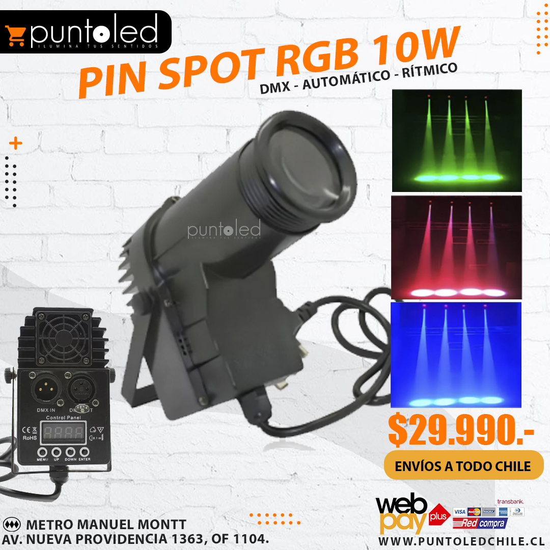 Pin Spot 10w rgb DMX foco bola disco