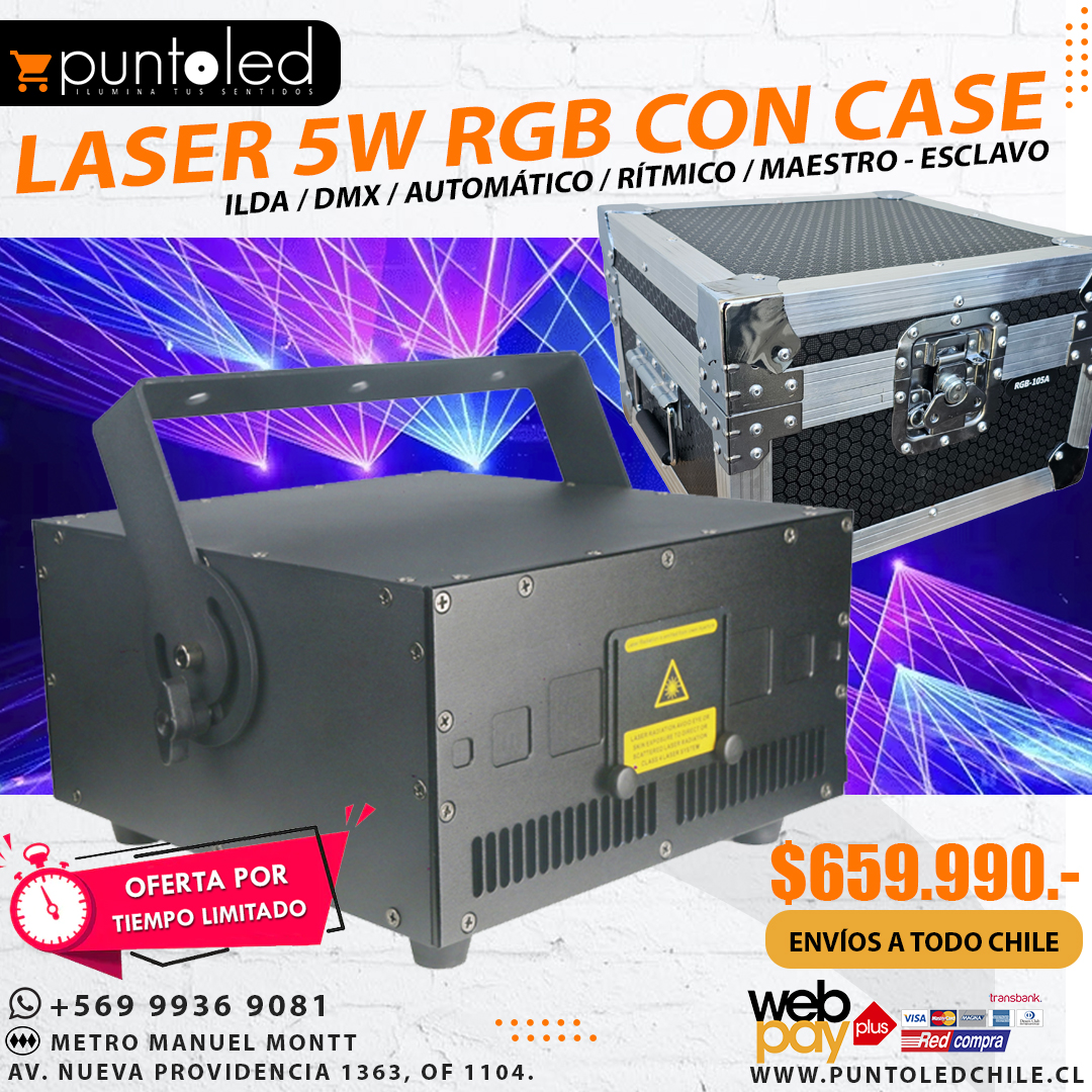 Laser 5w rgb punto led chile