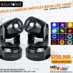 Pack 2 Cabezas Móviles Beam Led 100w