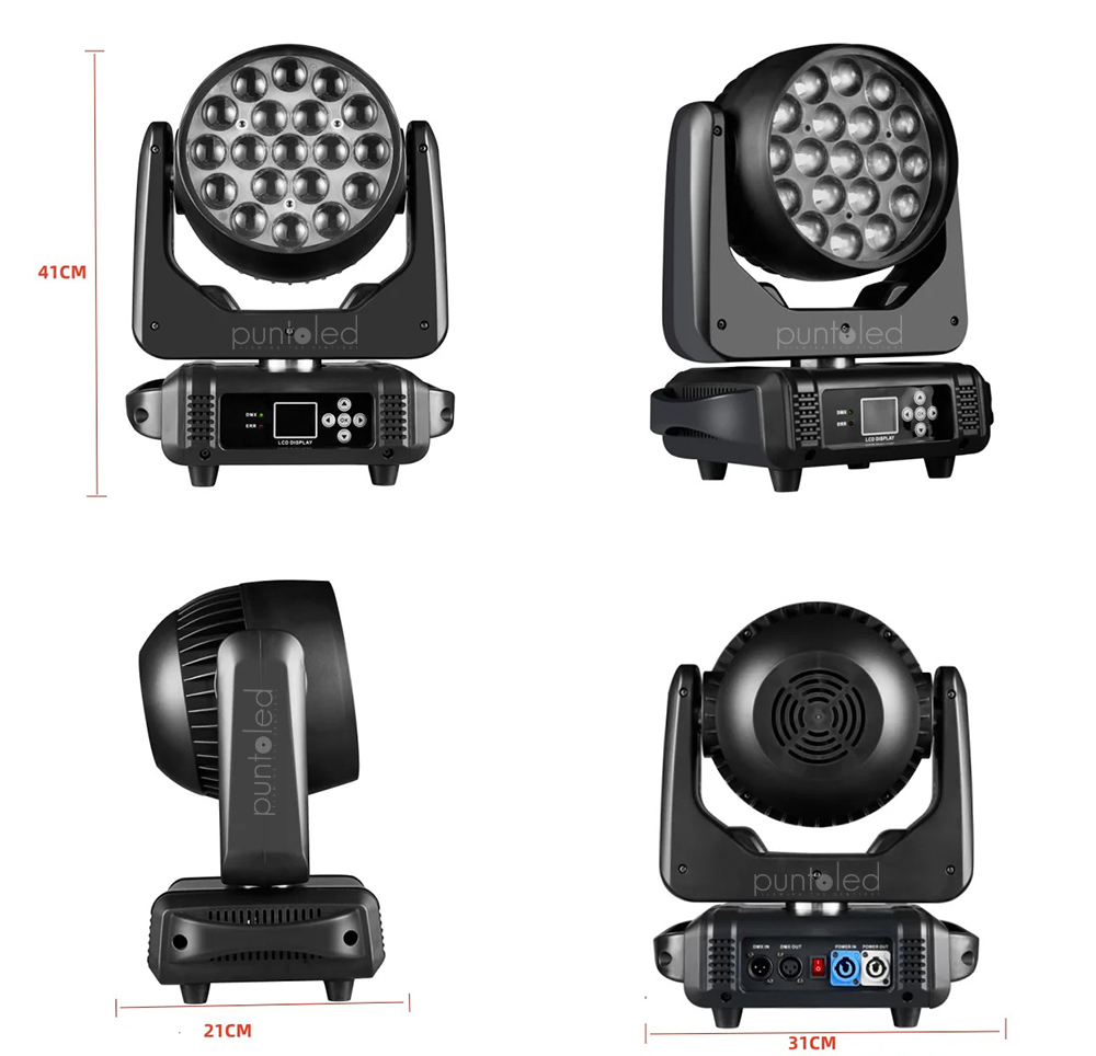 Pack 2 Cabezas Móviles Wash Zoom 19x15w RGBW - Imagen 4