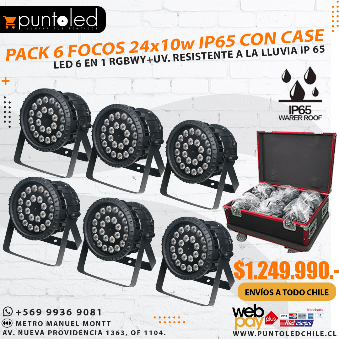 Pack 6 Focos 24x10w ip65