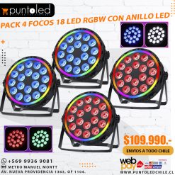 Pack 4 focos 18 led con Anillo - Punto Led