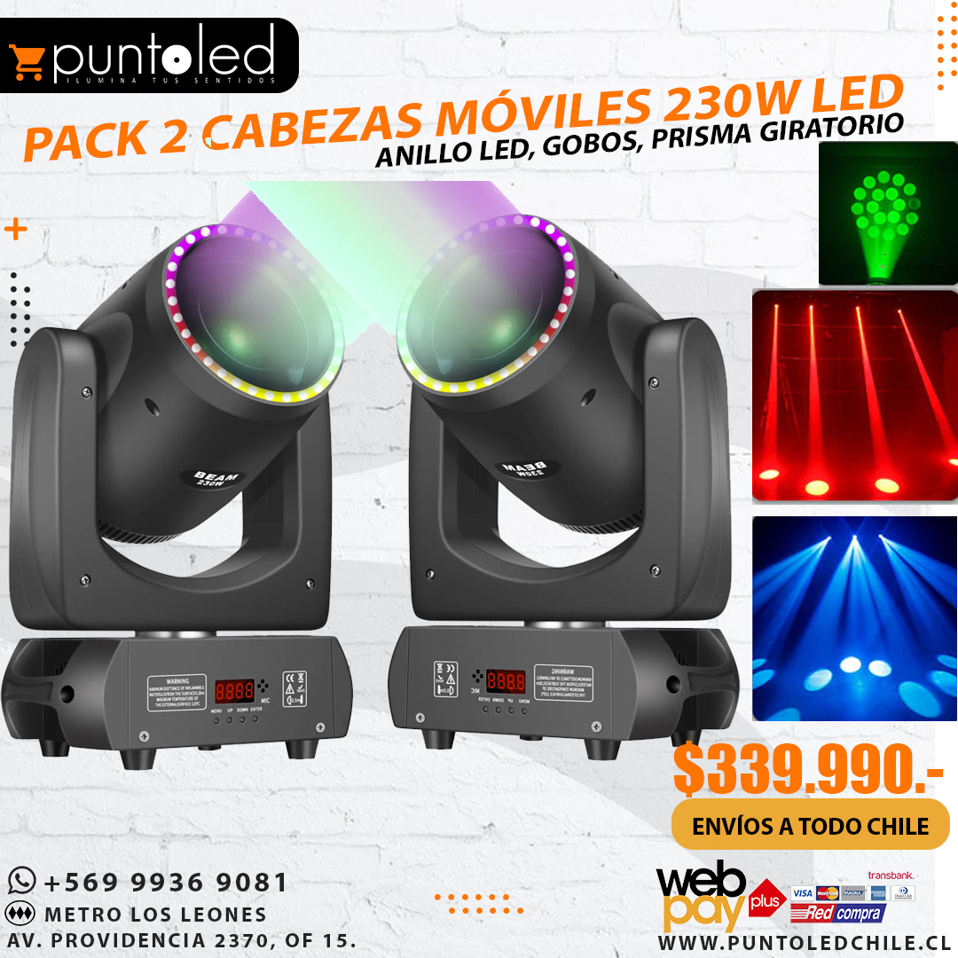 pack 2 beam 230w con anillo led