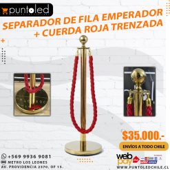 SEPARADOR DE FILA EMPERADOR + CUERDA ROJA TRENZADA PUNTO LED.